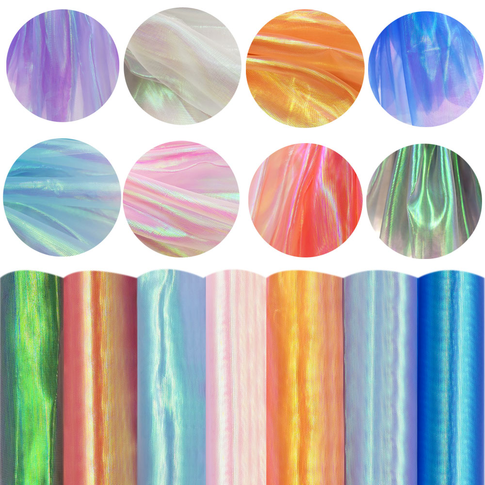 Crystal Mesh Fabric - Дизайнерские флуоресцентные ткани Красочная блестящая марлевая
