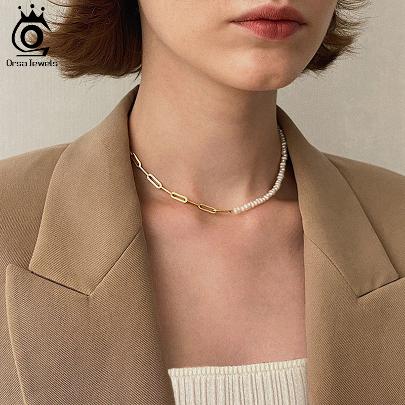ORSA JEWELS Цепочка-чокер с же – обзор и цена Pearl Trim Chain