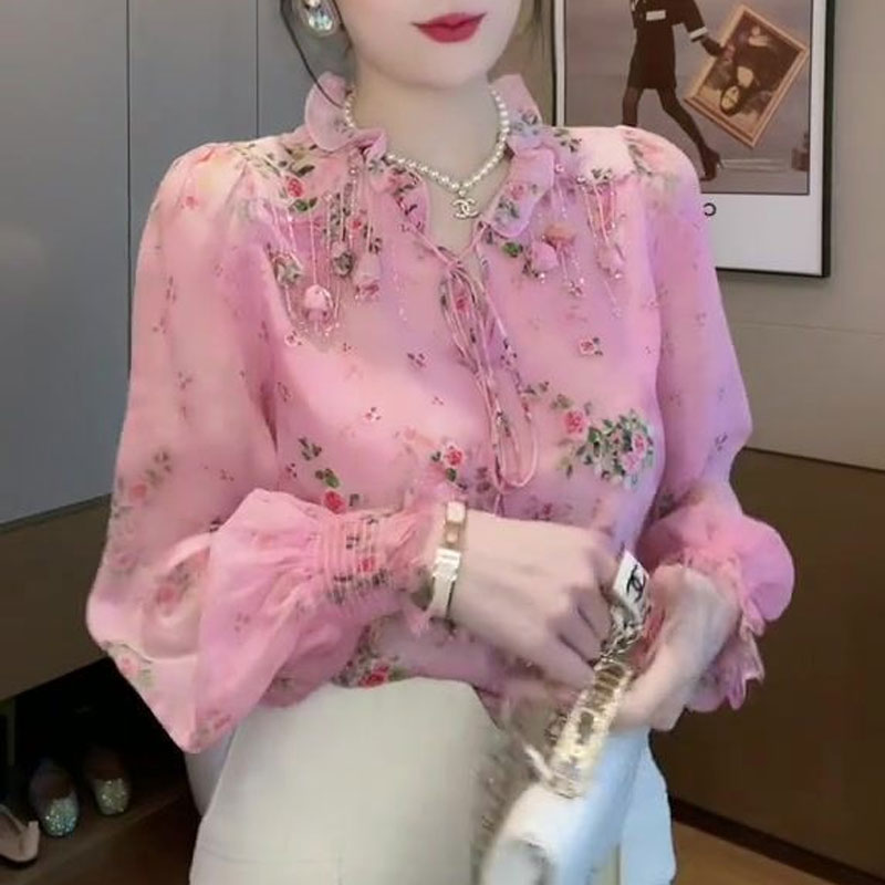 Корейская блузка с принтом раз – обзор и цена Tassel Fringe Trim