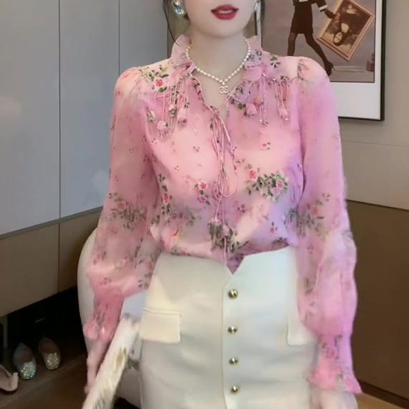 Корейская блузка с принтом раз – обзор и цена Tassel Fringe Trim
